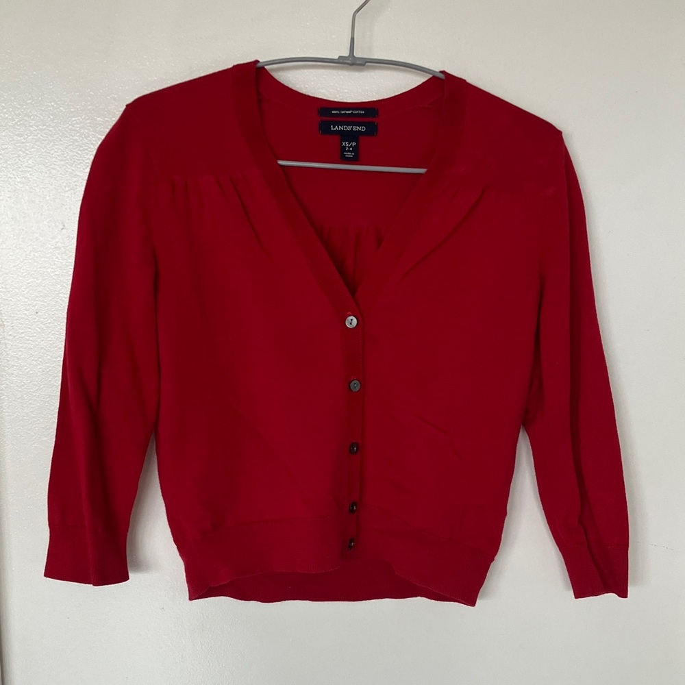 Lands' End Women's Red Cardigan